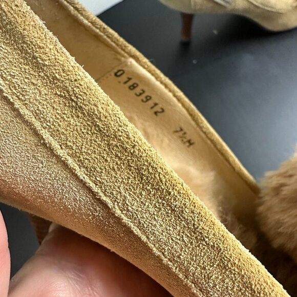 StUnNiNg Fur Lined DELMAN Suede Loafer Style Heels Tan Brown Size 7.5 - Picture 11 of 15